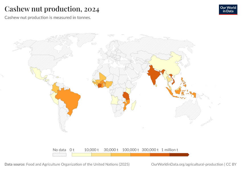 A thumbnail of the "Cashew nut production" chart