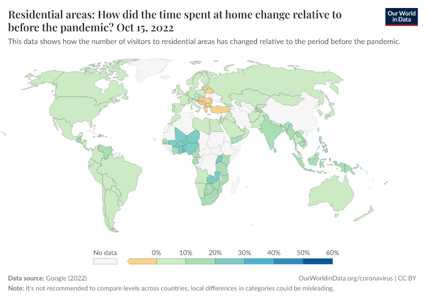 A thumbnail of the "Residential areas: How did the time spent at home change relative to before the pandemic?" chart
