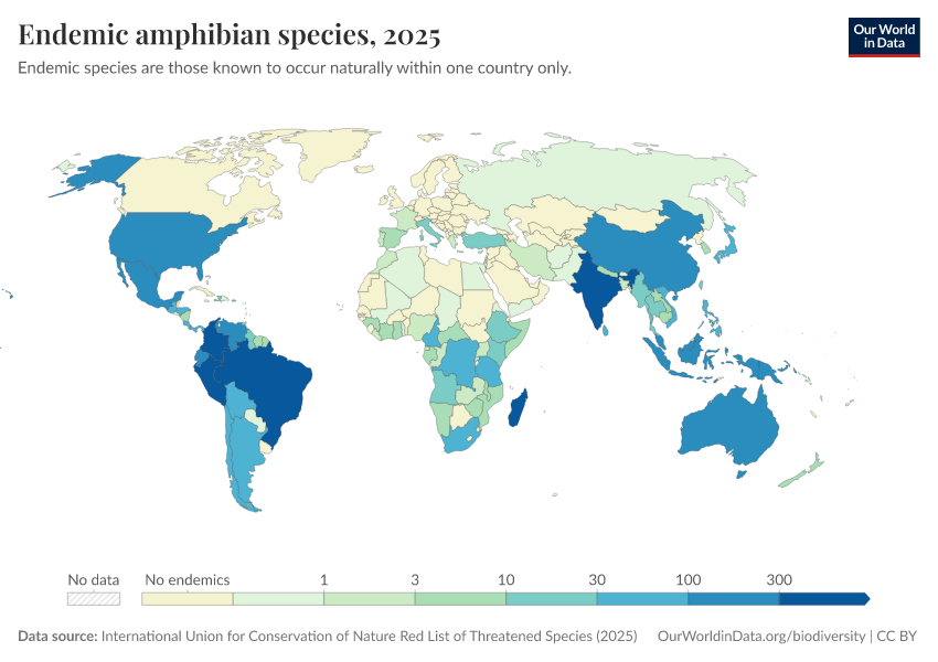A thumbnail of the "Endemic amphibian species" chart
