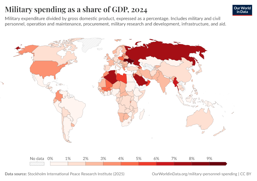 A thumbnail of the "Military spending as a share of GDP" chart