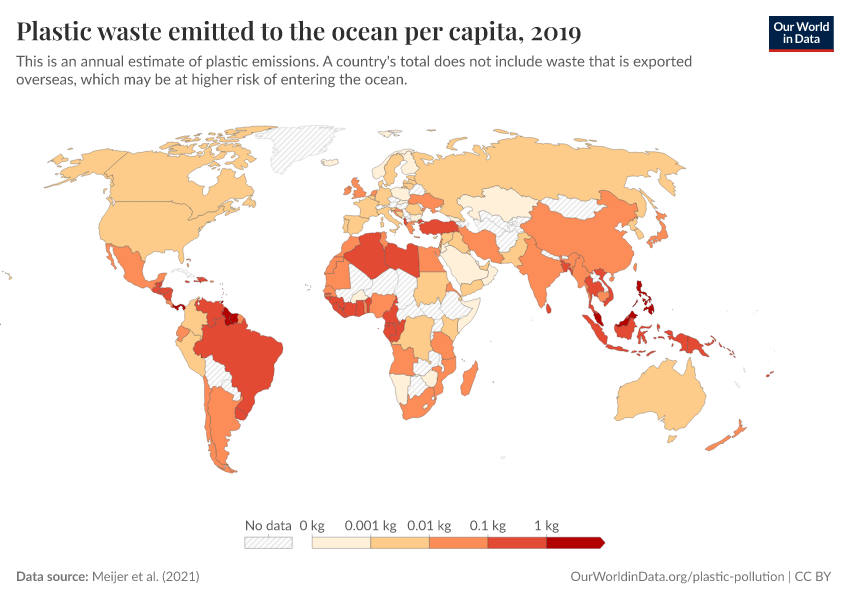 A thumbnail of the "Plastic waste emitted to the ocean per capita" chart