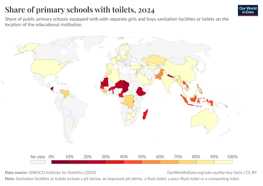 A thumbnail of the "Share of primary schools with toilets" chart