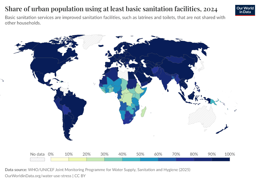 A thumbnail of the "Share of urban population using at least basic sanitation facilities" chart