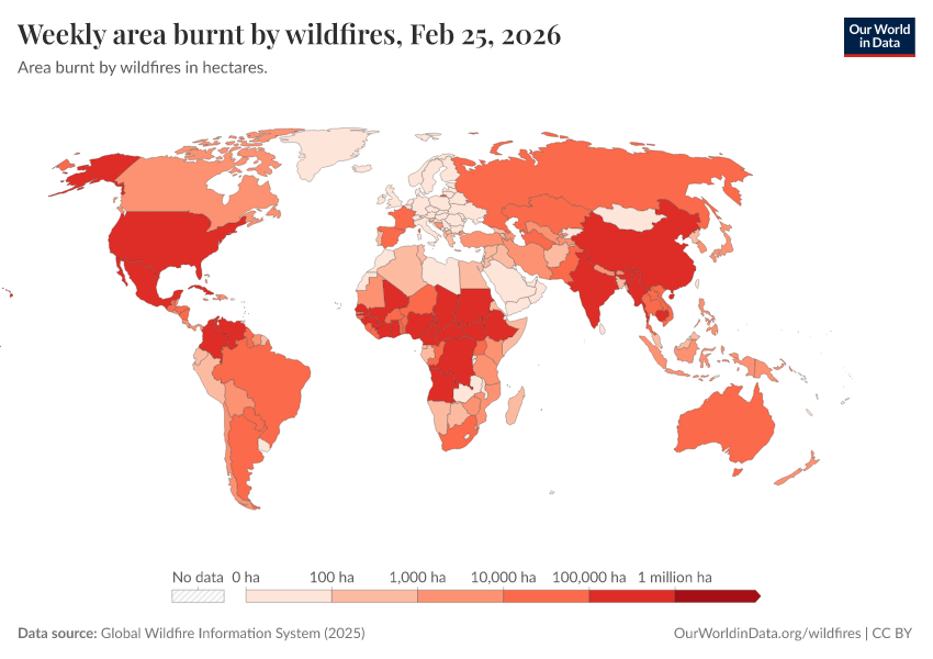 A thumbnail of the "Weekly area burnt by wildfires" chart